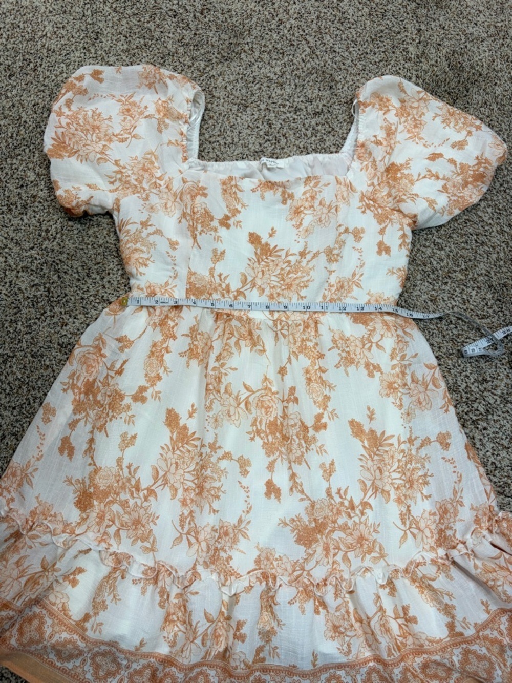 Blu Pepper Cream Floral Puff-Sleeve Mini Dress Size Large - Picture 5 of 10